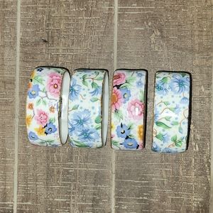 Set of 4 Two's Company Chintz Porcelain Napkin Rings